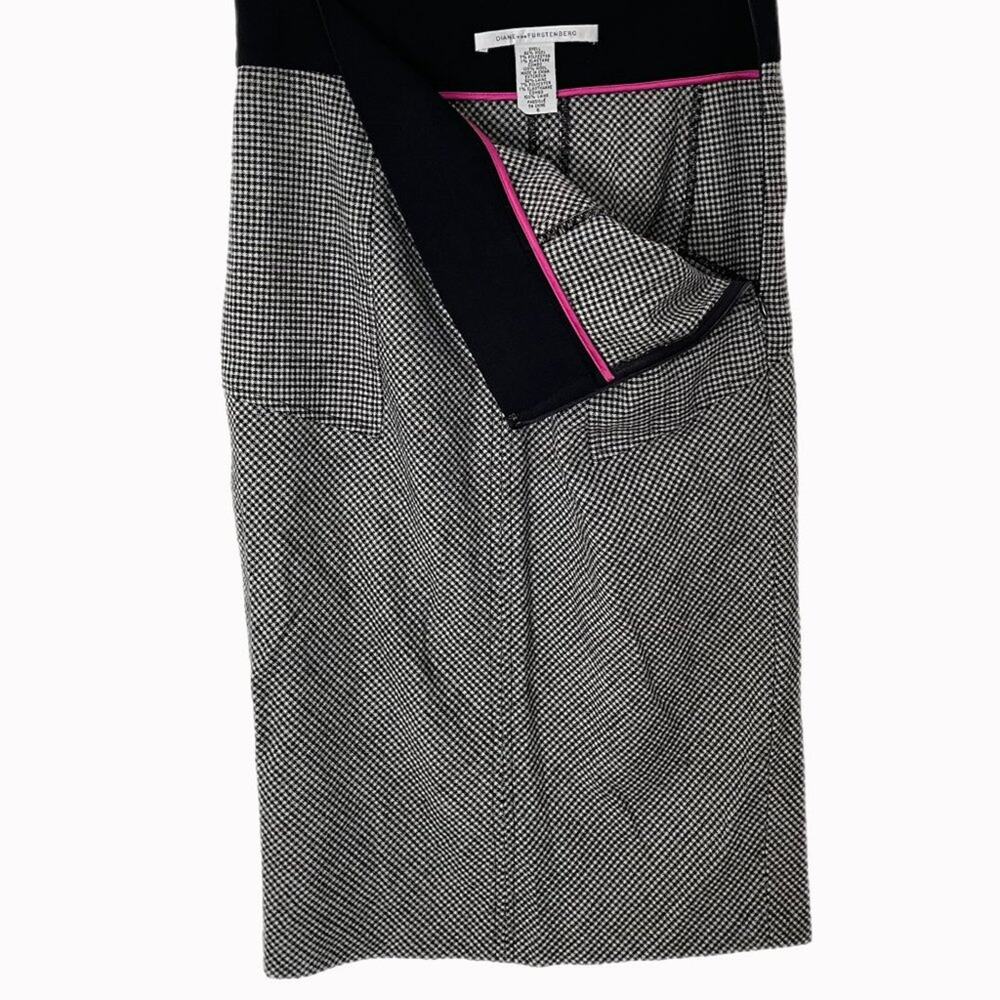 Diane Von Furstenberg Wool Houndstooth Pencil Midi Skirt Sz 6 - Picture 4 of 4